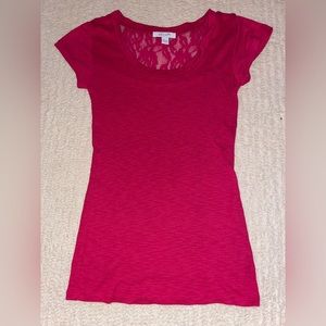 XS Fuchsia Lace-Back Tee
